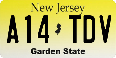 NJ license plate A14TDV