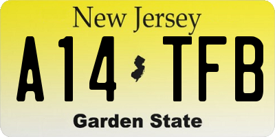 NJ license plate A14TFB