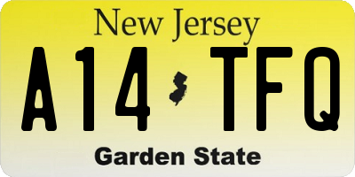 NJ license plate A14TFQ