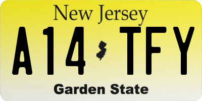 NJ license plate A14TFY