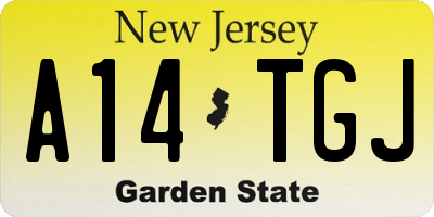 NJ license plate A14TGJ