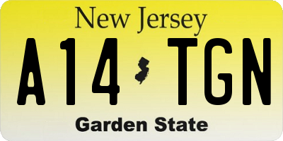 NJ license plate A14TGN