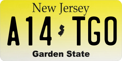 NJ license plate A14TGO