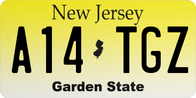 NJ license plate A14TGZ