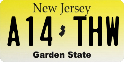 NJ license plate A14THW