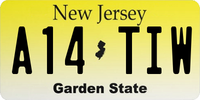 NJ license plate A14TIW