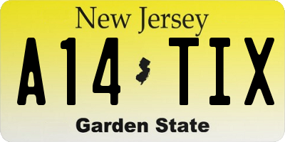 NJ license plate A14TIX