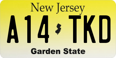 NJ license plate A14TKD