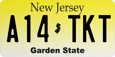 NJ license plate A14TKT