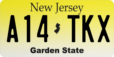 NJ license plate A14TKX