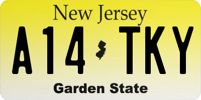 NJ license plate A14TKY