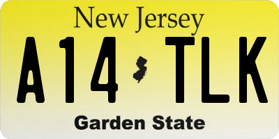 NJ license plate A14TLK