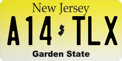 NJ license plate A14TLX