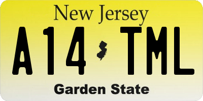 NJ license plate A14TML