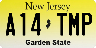 NJ license plate A14TMP