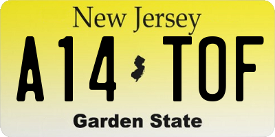 NJ license plate A14TOF