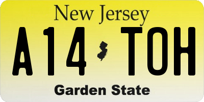 NJ license plate A14TOH