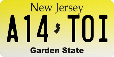 NJ license plate A14TOI