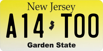 NJ license plate A14TOO