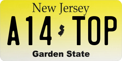 NJ license plate A14TOP