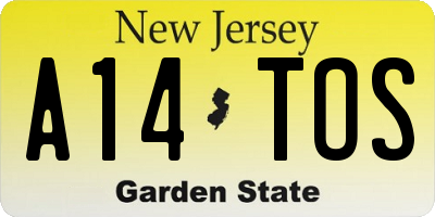 NJ license plate A14TOS