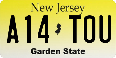 NJ license plate A14TOU