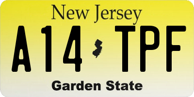 NJ license plate A14TPF