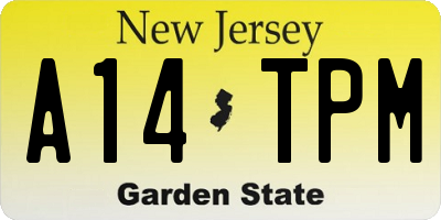 NJ license plate A14TPM