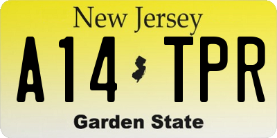 NJ license plate A14TPR