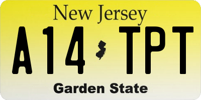 NJ license plate A14TPT