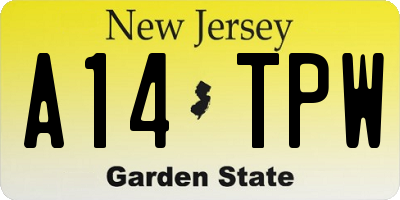 NJ license plate A14TPW