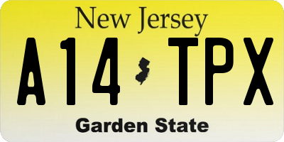 NJ license plate A14TPX