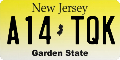 NJ license plate A14TQK