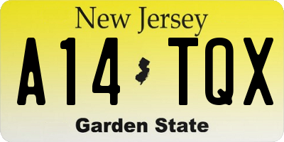 NJ license plate A14TQX