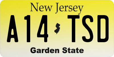 NJ license plate A14TSD