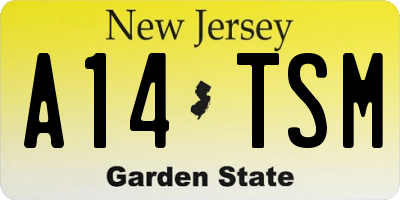 NJ license plate A14TSM