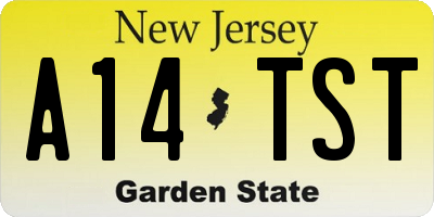 NJ license plate A14TST