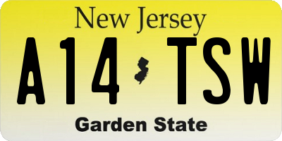 NJ license plate A14TSW