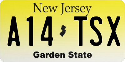 NJ license plate A14TSX