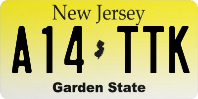 NJ license plate A14TTK