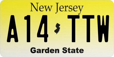NJ license plate A14TTW