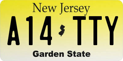 NJ license plate A14TTY