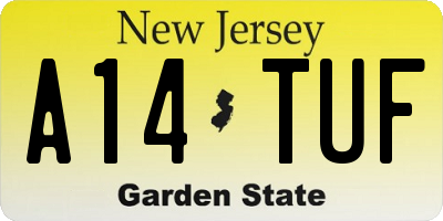 NJ license plate A14TUF