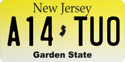 NJ license plate A14TUO