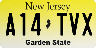 NJ license plate A14TVX