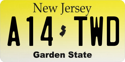 NJ license plate A14TWD