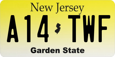 NJ license plate A14TWF