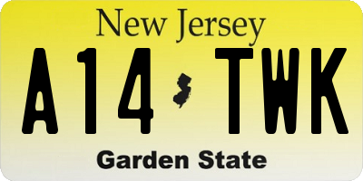 NJ license plate A14TWK