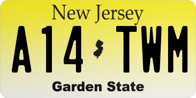 NJ license plate A14TWM