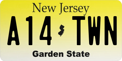 NJ license plate A14TWN